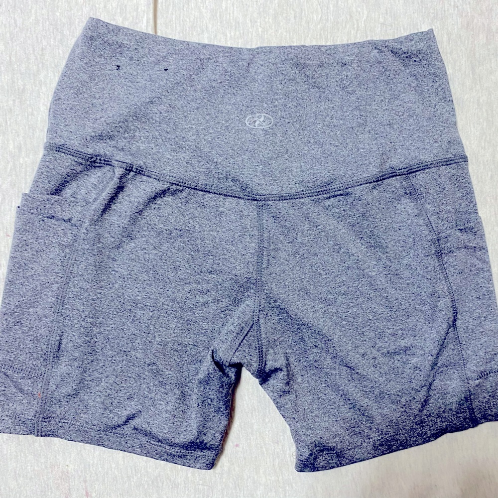 Grey athletic spandex shorts